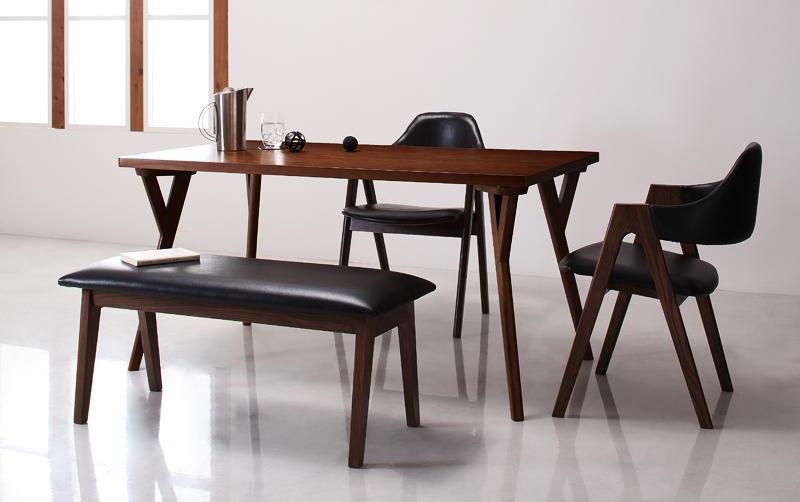 ダイニングテーブルセット 9点 伸縮テーブル ソフトレザーチェアセット 北欧モダン テーブル・レザーチェアの木脚に斜めカットを用いたデザイナーズ・北欧